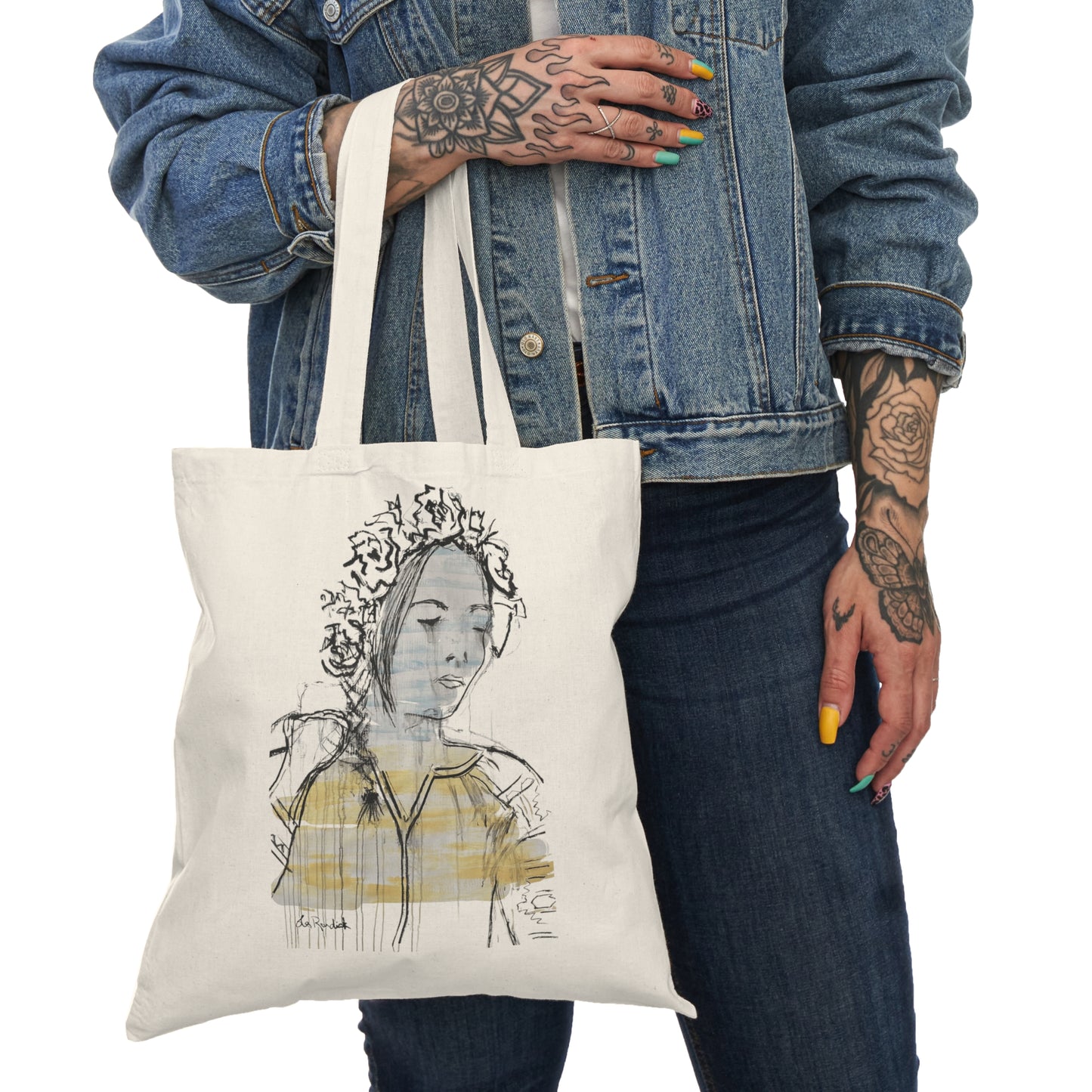 War Woman Ukrainian Flag - Natural Tote Bag